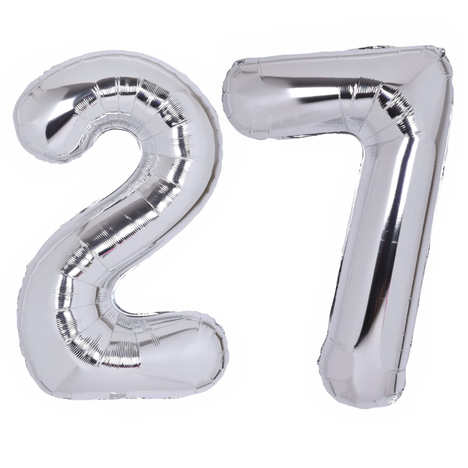 40 Inch Number 27 Balloon Silver Jumbo Giant Big Large Number 27 Foil Mylar Silver Balloons 72Th Birthday Party Anniversary Deco