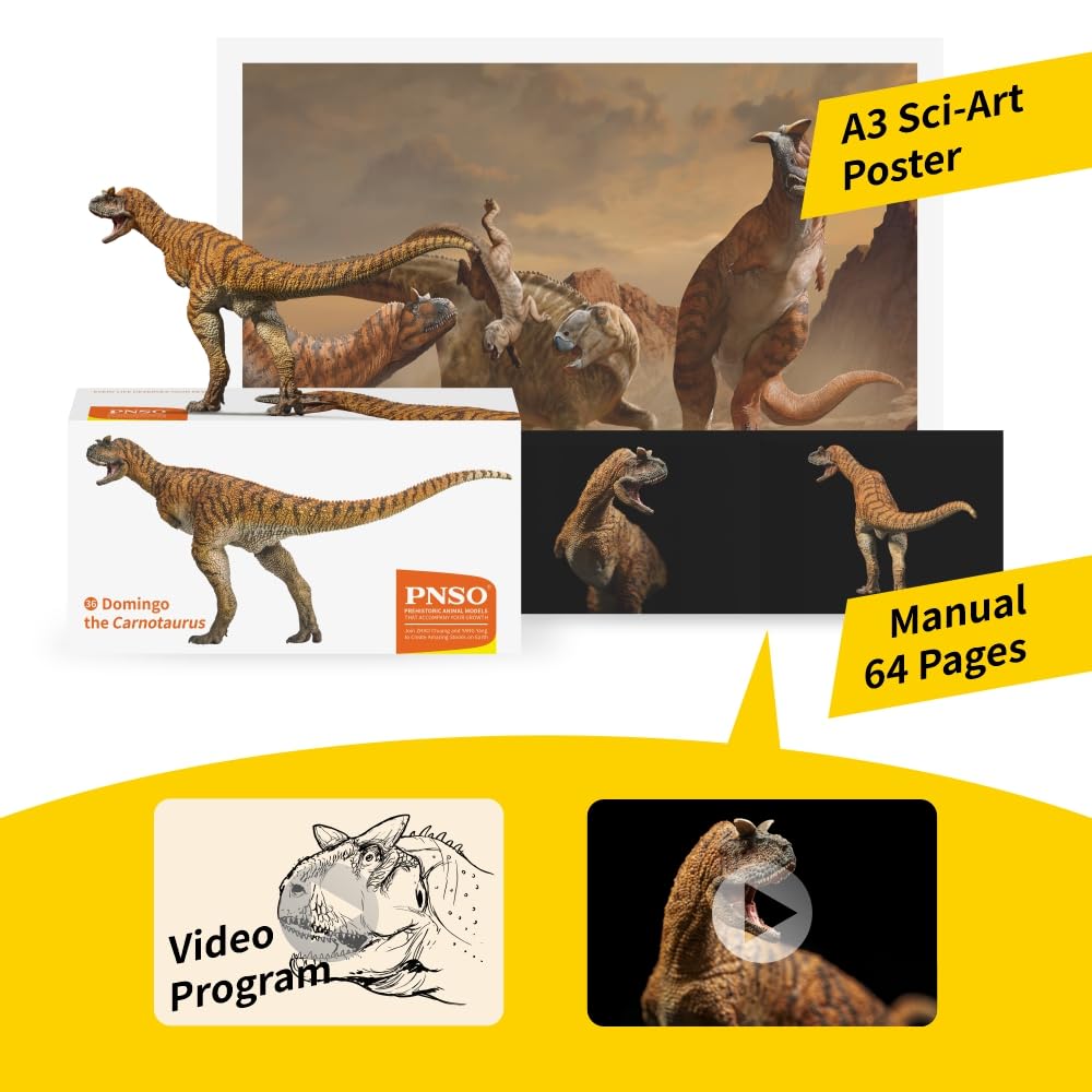 PNSO Prehistoric Dinosaur Model - 36 Domingo Carnotaurus, Plastic, Realistic Design