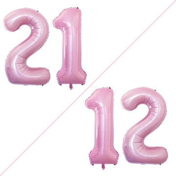 Goer Number 12 Balloons For 12Th Birthday Sweet 12 Party Decorations,42 Inch Jumbo Foil Helium 21 Balloons For 21St Birthday Party Decoration (Light Pink)