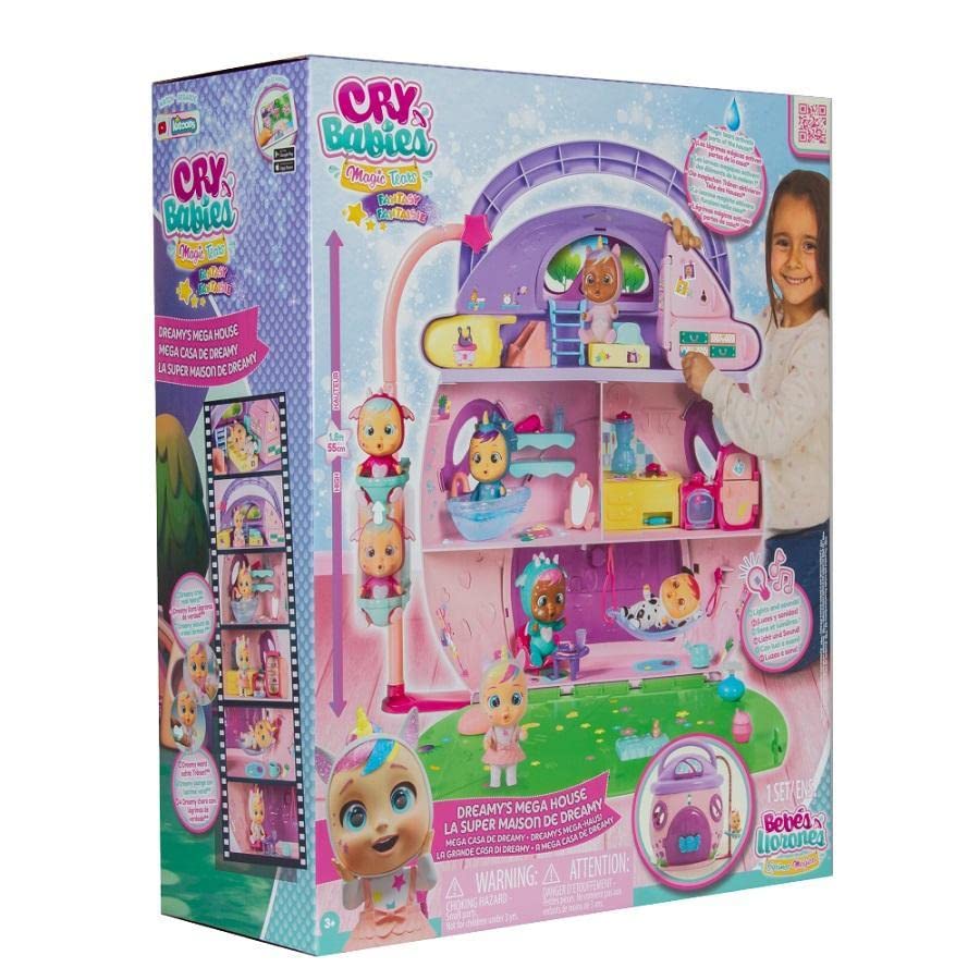 Cry Babies Dreamy's Mega House - 3 Stories, 25+ Accessories, Lights & Sounds, Multi Color, Model 904026