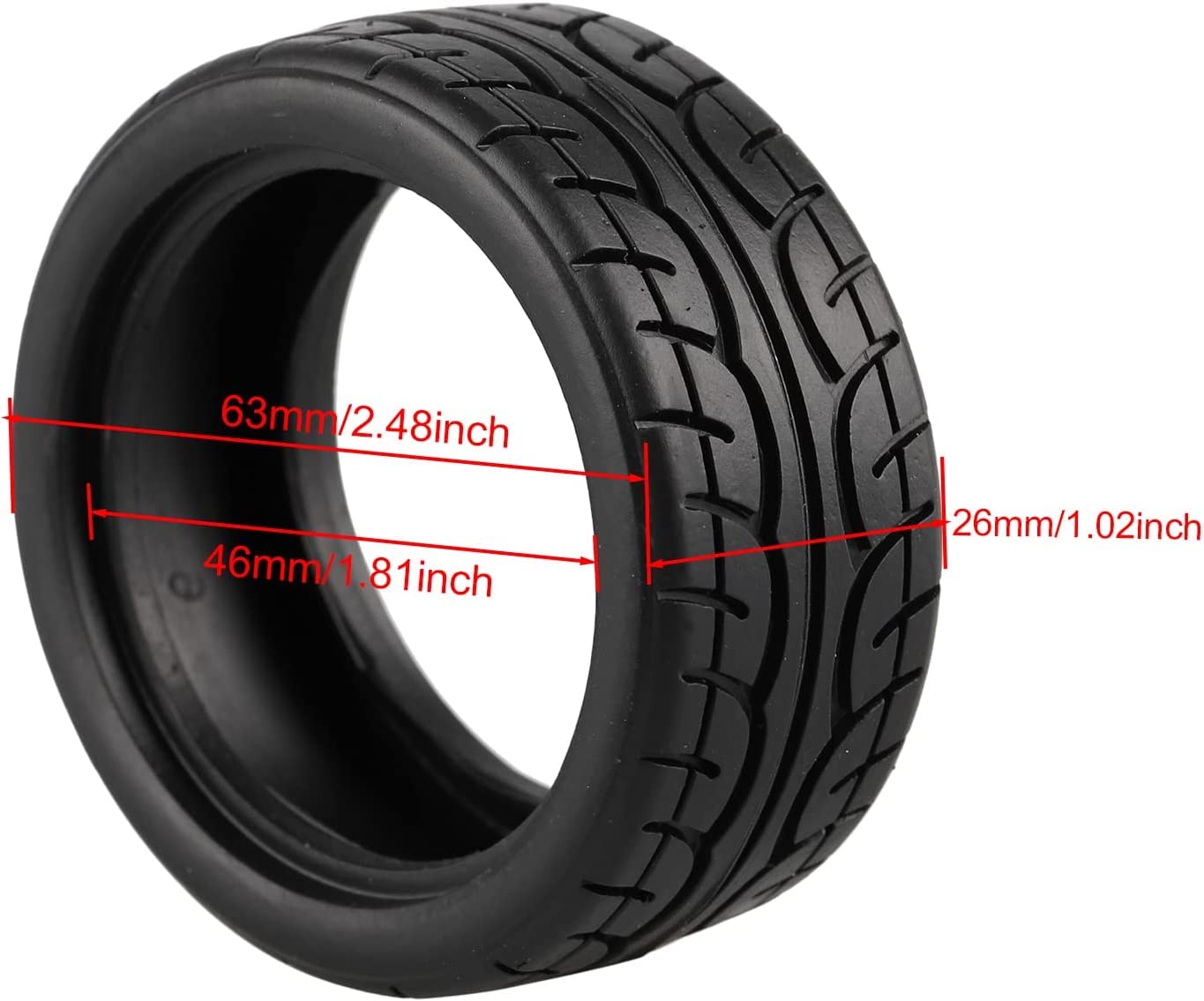 Shaluoman 8pcs 1/10 on Road Soft Tires Tyres Fit for RC 1:10 Touring On Road Car Wheels Rim Black