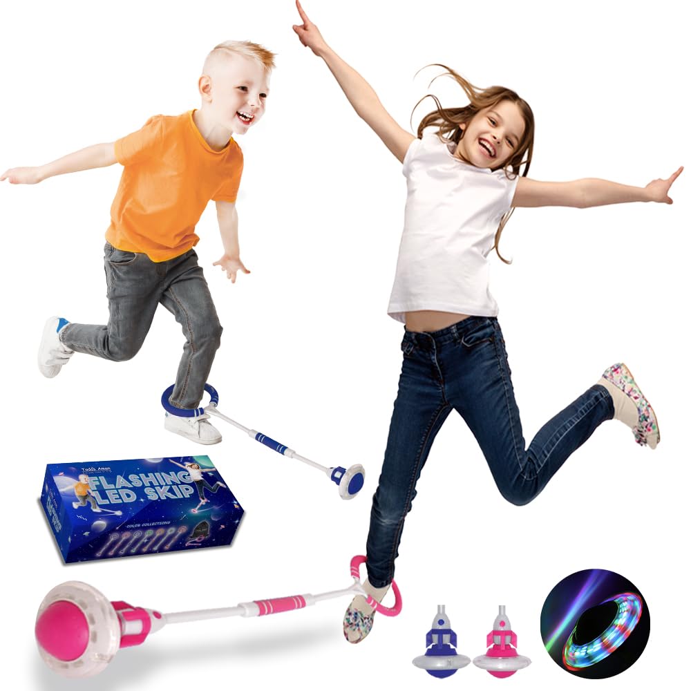 Rocket Flashing LED Ankle Skip Fun Cool Jumping Gift for Ages 5 6 7 8 9 10+ Kids NO Battery Charging Needed Family Exercise Fitn