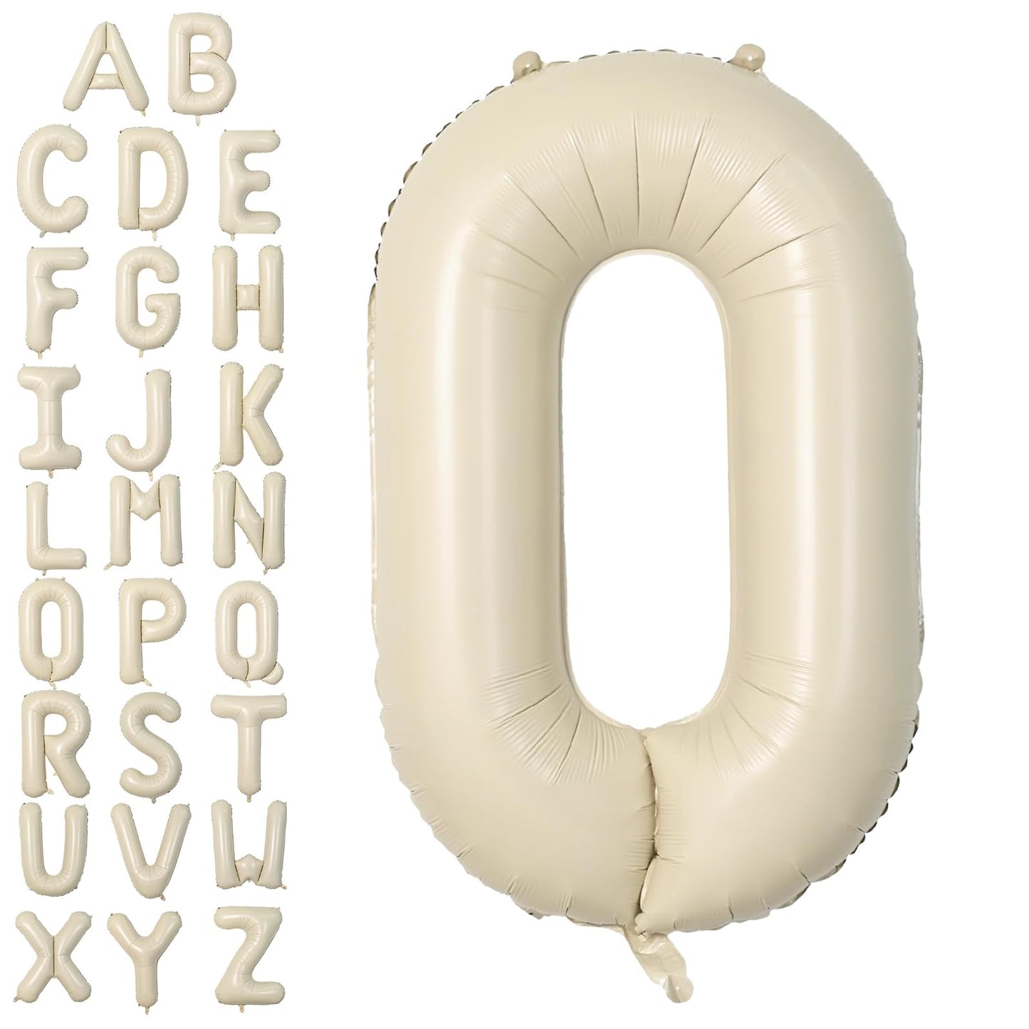 Letter Balloons Beige,40 Inch Letter O Balloons,A-Z Alphabet Name Foil Balloons,Big Single Cream Aluminum O Word Balloons Helium
