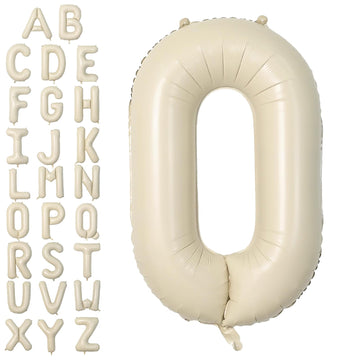 Letter Balloons Beige,40 Inch Letter O Balloons,A-Z Alphabet Name Foil Balloons,Big Single Cream Aluminum O Word Balloons Helium