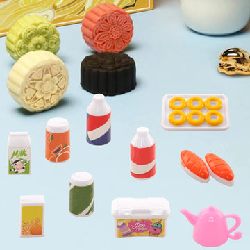 Miunana 43 Pcs Collectible Set Of Adorable Doll Food Tableware For Dollhouse Kitchen Set Mini Dollhouse Food Set For Dollhouse Game Party Toys