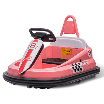 Hetoy Bumper Car For Toddlers, 6V Electric Ride On Toys For Kids, 1.9 Mph Max Speed, Steering Wheel, 360 Degree Spin, 2-Speeds, Light, Music & Horn, Birthday Gift For Boys Girls 2-6 Years, Bright-Pink