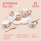 Wooden Afternoon Tea Set Toys for Toddlers Realistic Teapot Cups Carrying Tray Scoops Pretend Play Learning Role Play 12 pcs Pin
