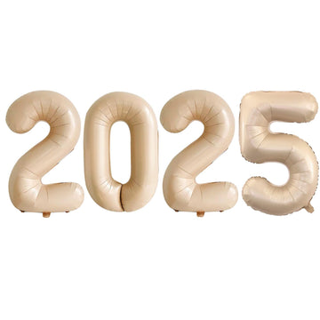 Goer 2025 Foil Number Balloons For 2025 New Year Eve Festival Party Supplies Graduation Decorations (Caramel,32 Inch)