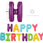 TONIFUL Coloful Macaron Rainbow Happy Birthday Balloons Banner with Ribbon Straw, 16 Inch Mylar Foil Letters Birthday Sign Bunti