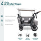 WONDERFOLD L2 Double Stroller Wagon - 2 Seater, Collapsible, Gray, 5-Point Harness, Adjustable UPF50+ Canopy