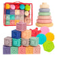 Springflower 3 In 1 Montessori Toys For Babies 0-3-6-12 Months, Soft Baby Teething Toys, Stacking Building Blocks For Infants, Sensory Developmental Education Toys For Toddler Baby 12-18 Months,23 Pcs