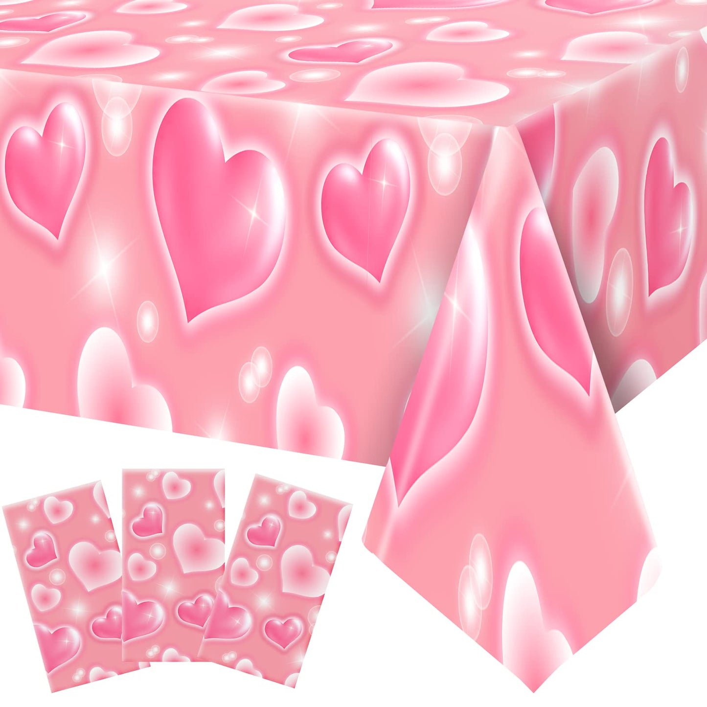 3 Pack 2000s Tablecloth Decoration Cholo Party Table Cover 90s Table Covers Heart Early Plastic Disposable Rectangle Table Decor