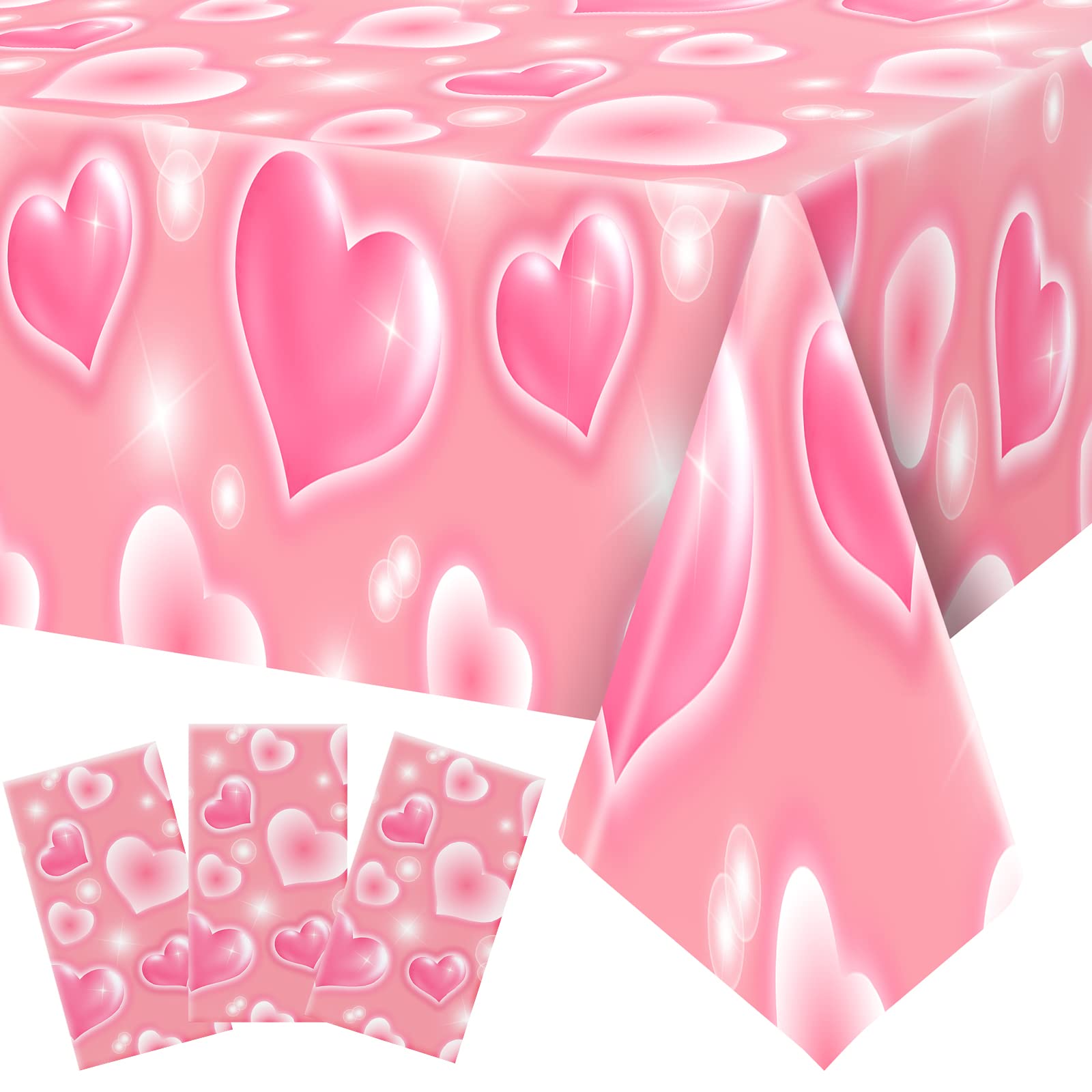 3 Pack 2000s Tablecloth Decoration Cholo Party Table Cover 90s Table Covers Heart Early Plastic Disposable Rectangle Table Decor