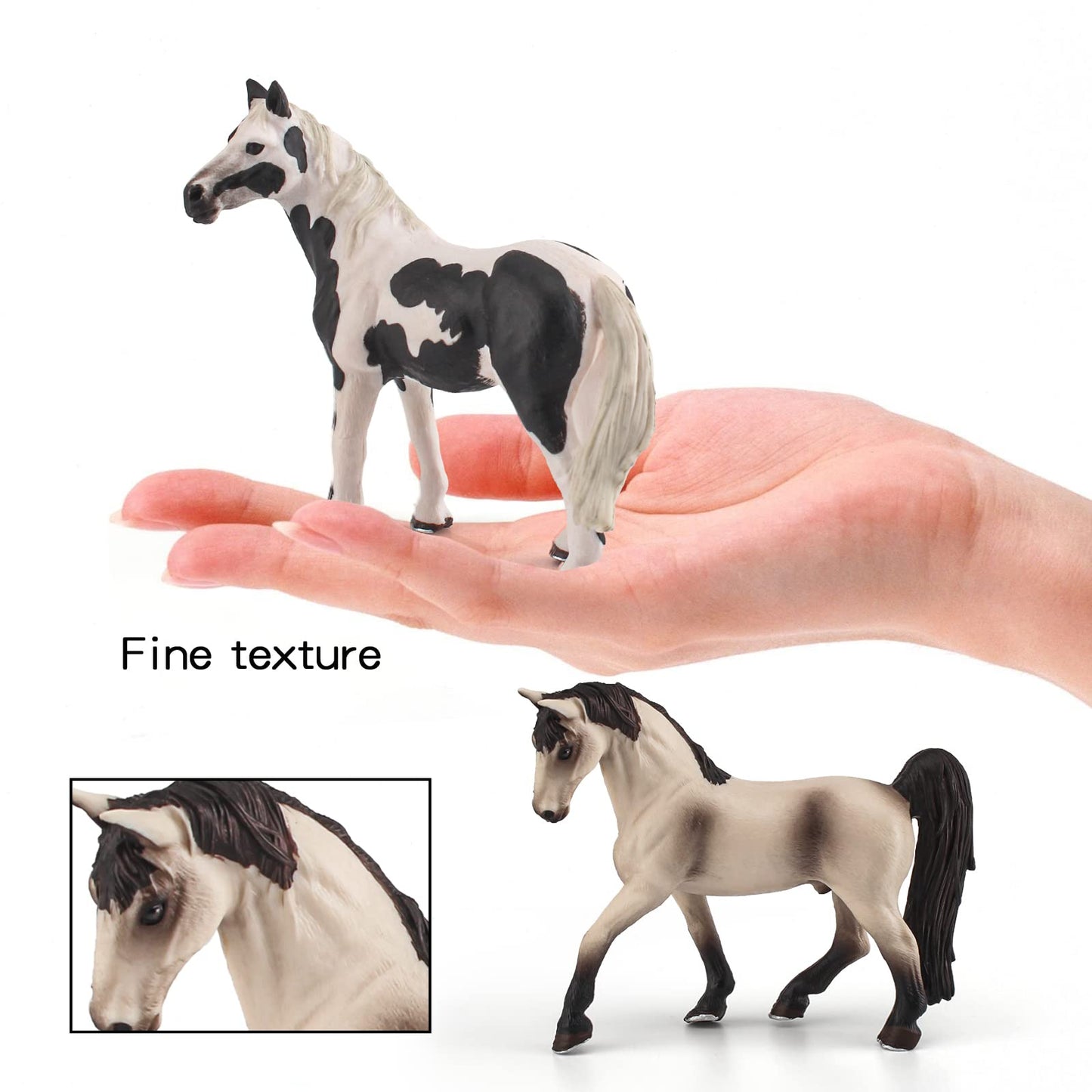 Wonwontoys 5Pcs Farm Animal Figure Horse Toys Knabstrupper Pinto Tennessee Camargue White Horse Table Decorations Children'S Cognitive Toys For Boys Girls Christmas Scene Decoration Cake Decoration