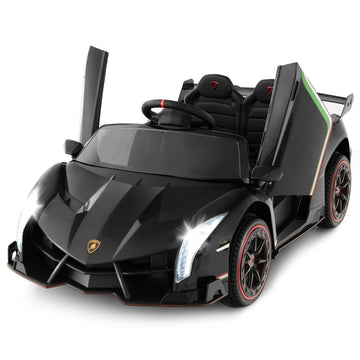 OLAKIDS 2 Seater Kids Ride On Car  12V 4WD Licensed Lamborghini Veneno Electric Vehicle with Remote Control  Toddlers Battery Powered Toy Gift with 2 Speeds  Rocking Mode  Music  USB  MP3 (Black)