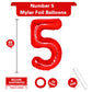 40 Inch Giant Red Number 5 Balloon, Helium Mylar Foil Number Balloons For Birthday Party, 5Th Birthday Decorations For Kids, Ann