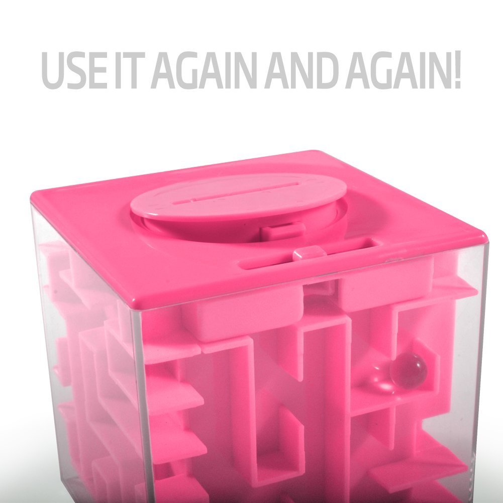 Trekbest Money Maze Puzzle Box - A Fun Unique Way To Give Gifts For Kids And Adults (Pink)