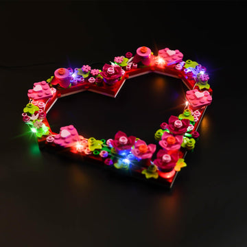 Vonado Light Compatible With Lego-Heart-Ornament-40638 Valentine Flowers Heart Wreath Frame, Lighting Set Compatible With Orname