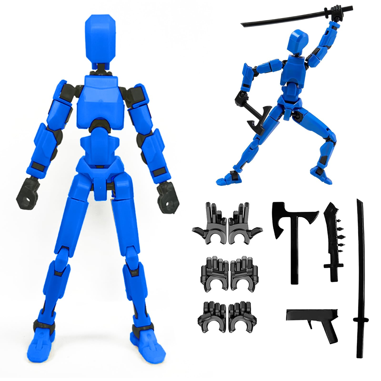 Rugwun Titan 13 Action Figure Lucky Robot 13 Action Figures Funny 3D Printed Multi Jointed Action Figures Nova 13 Action Figure Desktop Decorations Game Gifts for Kids mature-themed (Blue)