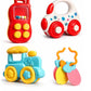 Prime Brands Attractive Rattles and Teathers for Baby  Rotating Wheel Train, Rolling Car, Sound & Rattle Phone, Silicone Teethe