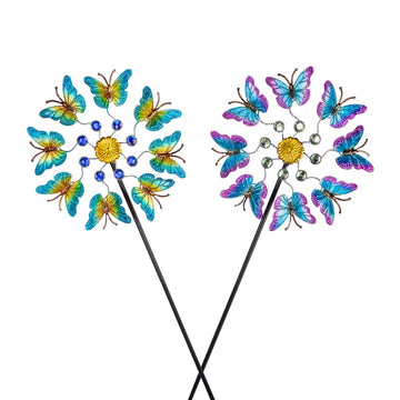 Viveta 2Pack Garden Wind Spinners,Outdoor Metal Butterfly Wind Sculpture, Windmill Wind Spinner For Outdoor Yard Patio Lawn & Ga