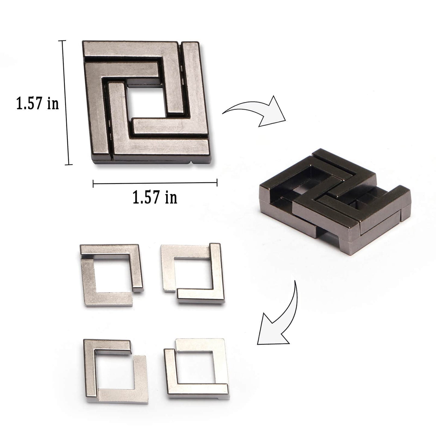 Brain Teaser Puzzles,Metal Cast Puzzle Game Toys,3D Highly Difficult Adult Puzzles,Iq Educational Box For Teens (3 Pieces)