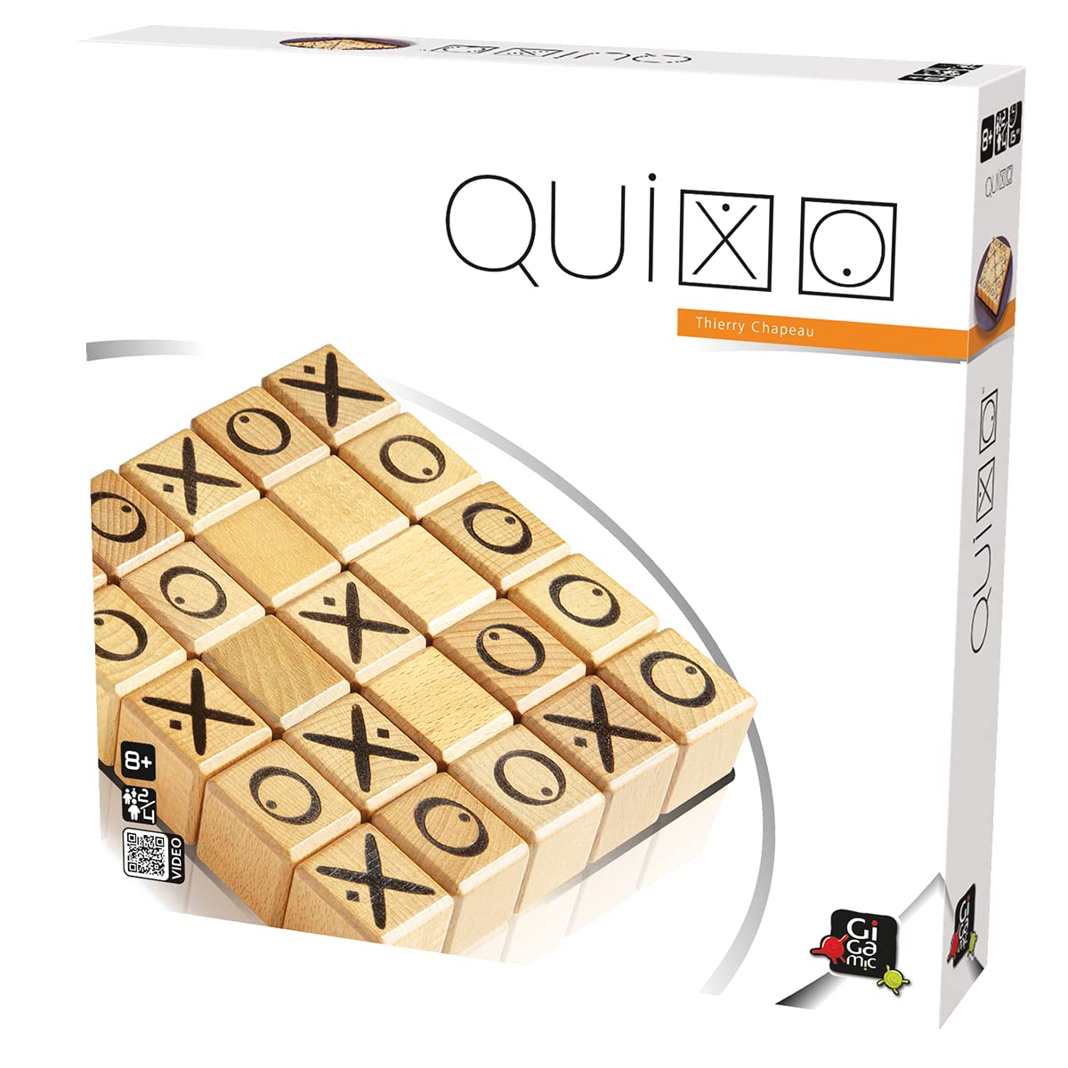 GIGAMIC Quixo Abstract Strategy Game for Families, Ages 8+, 2-4 Players, Wood, Beige, Model GCQI-EN