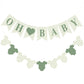 Hahafelt 1 Pcs Green Gingham Baby Banner for Party Decorations Green Pre Strung Baby Shower Gender Reveal Paper Banner for Table