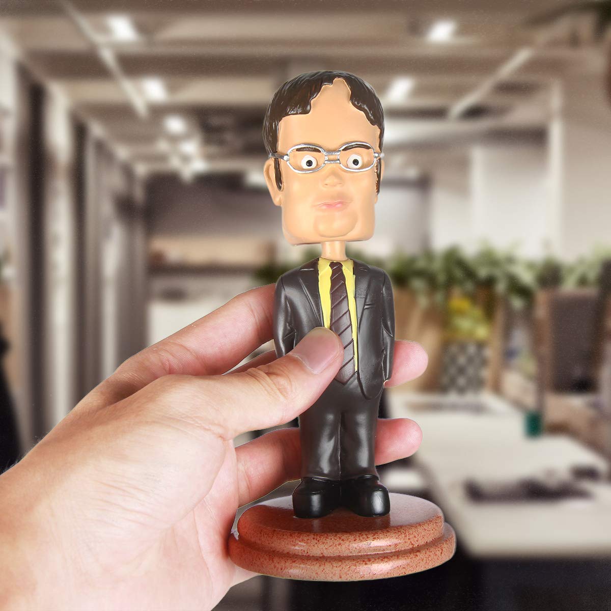 Cleaky Dwight Schrute Bobblehead - The Office Merchandise, Resin, Brown, Model mmeb-023, Perfect Gift for Fans