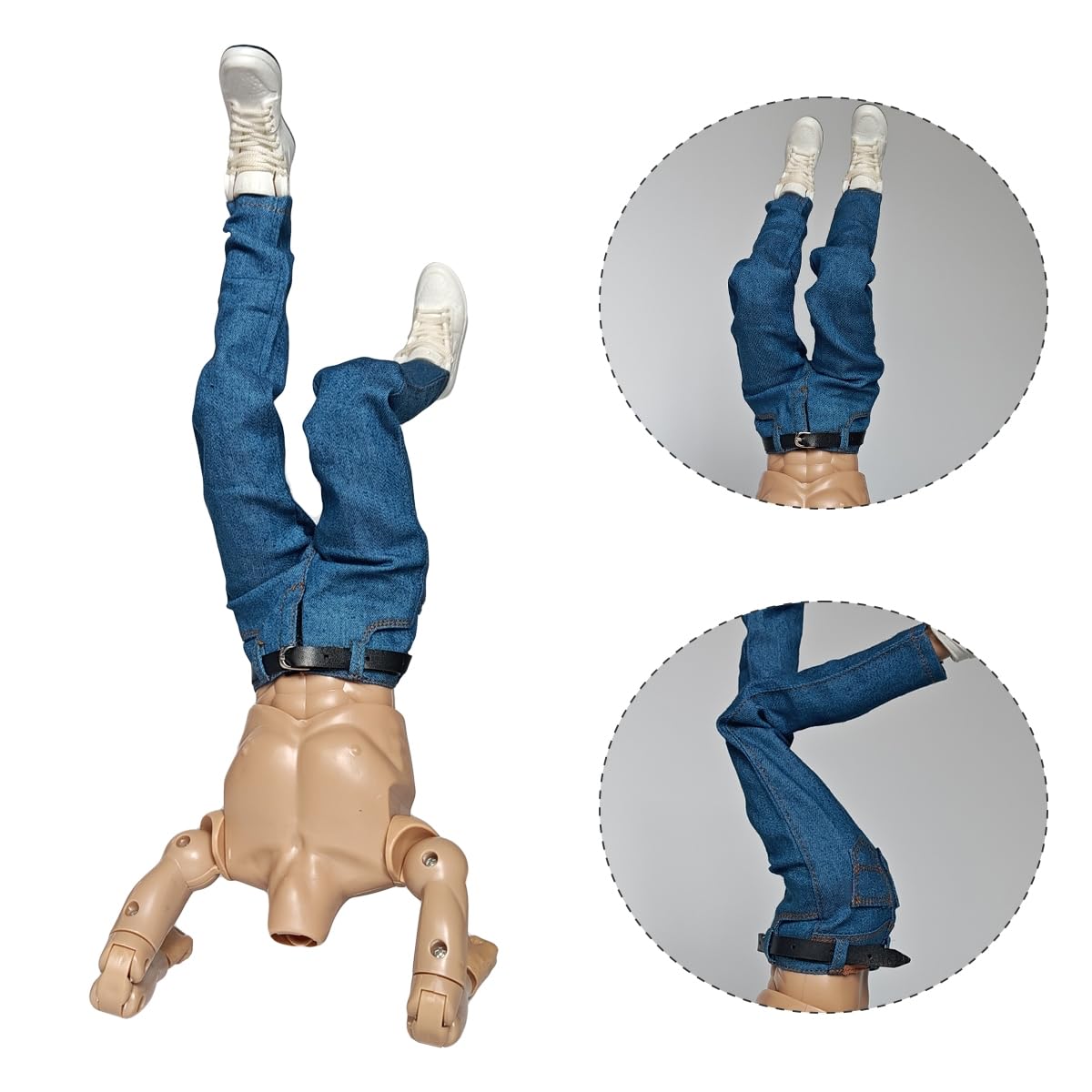 Panchitalk 1/6 Scale Soldier Pants Classic Jeans & Belt Model For 12'' Male Action Figure Body (Blue)