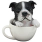 Ebros Gift Realistic Boston Terrier Teacup Pup In White Tea Cup Statue 5.75'' Tall Pet Pal Tuxedo Gentleman Puppy Dog Breed Coll