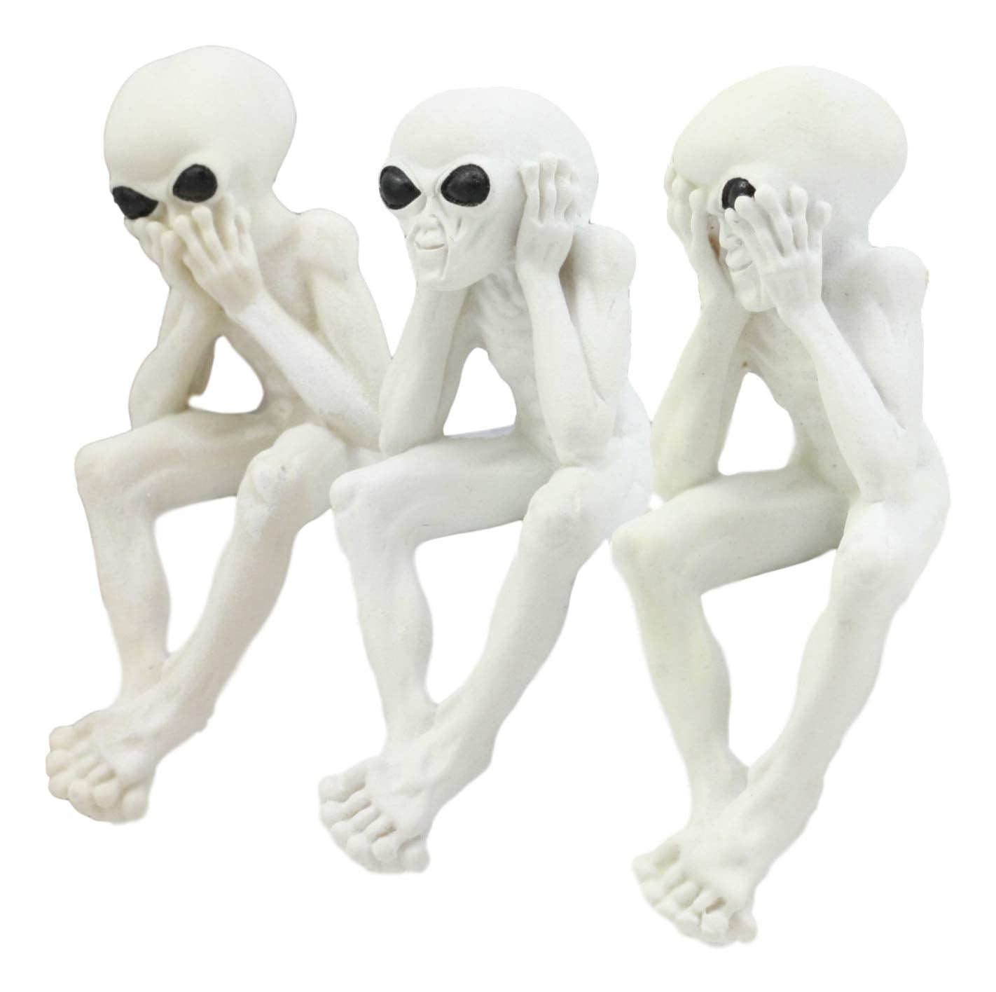 Ebros Glow In The Dark See Hear Speak No Evil Alien Shelf Sitters Set Of 3 Extra Terrestrial Creatures Alien Figurines