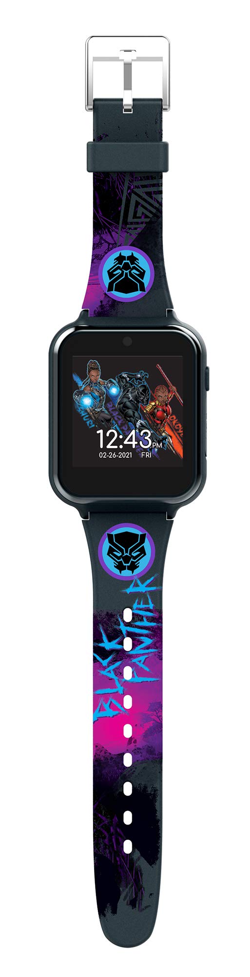 Accutime Kids Marvel Black Panther Black Educational ,Touchscreen Smart Watch Toy For Boys, Girls, Toddlers - Selfie Cam, Learning Games, Alarm, Calculator, Pedometer (Model: Avg4608Az)