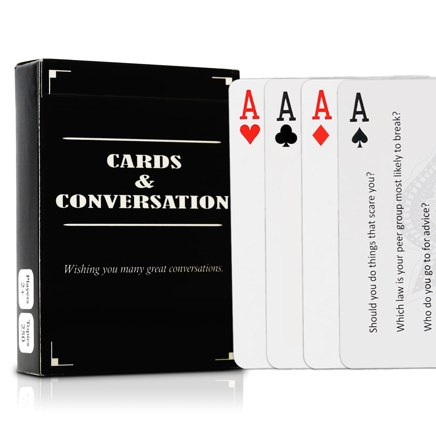 Cards & Conversation 250 Thought-Provoking Conversation Cards - Black and White Cardstock for Families, Friends, and Coworkers