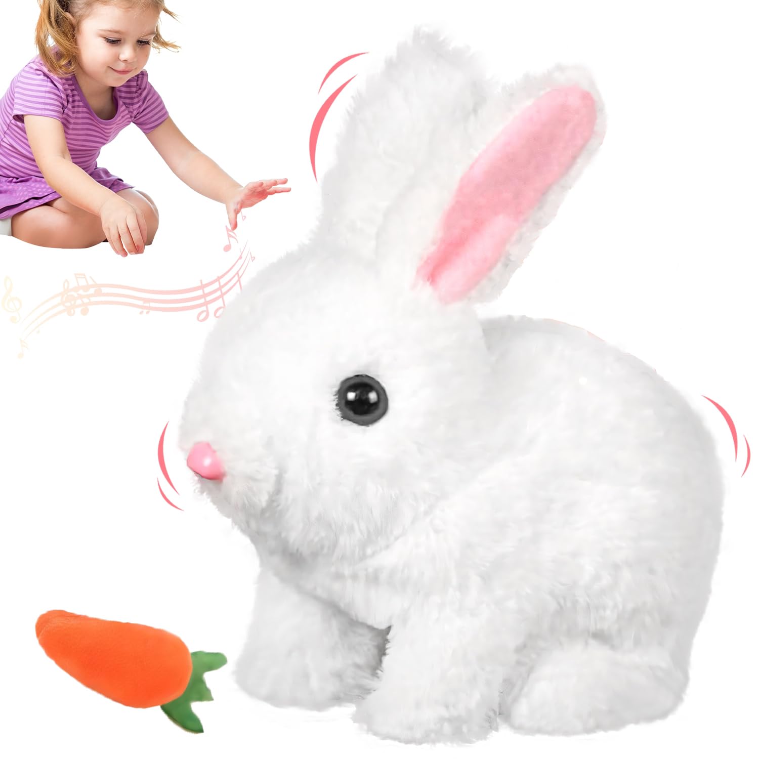 Easter Plush Interactive Realistic Bunny Robot, My Realistic Bunny Toy, Interactive Bunny Toys,Talking,Walking Twitching, and Sh