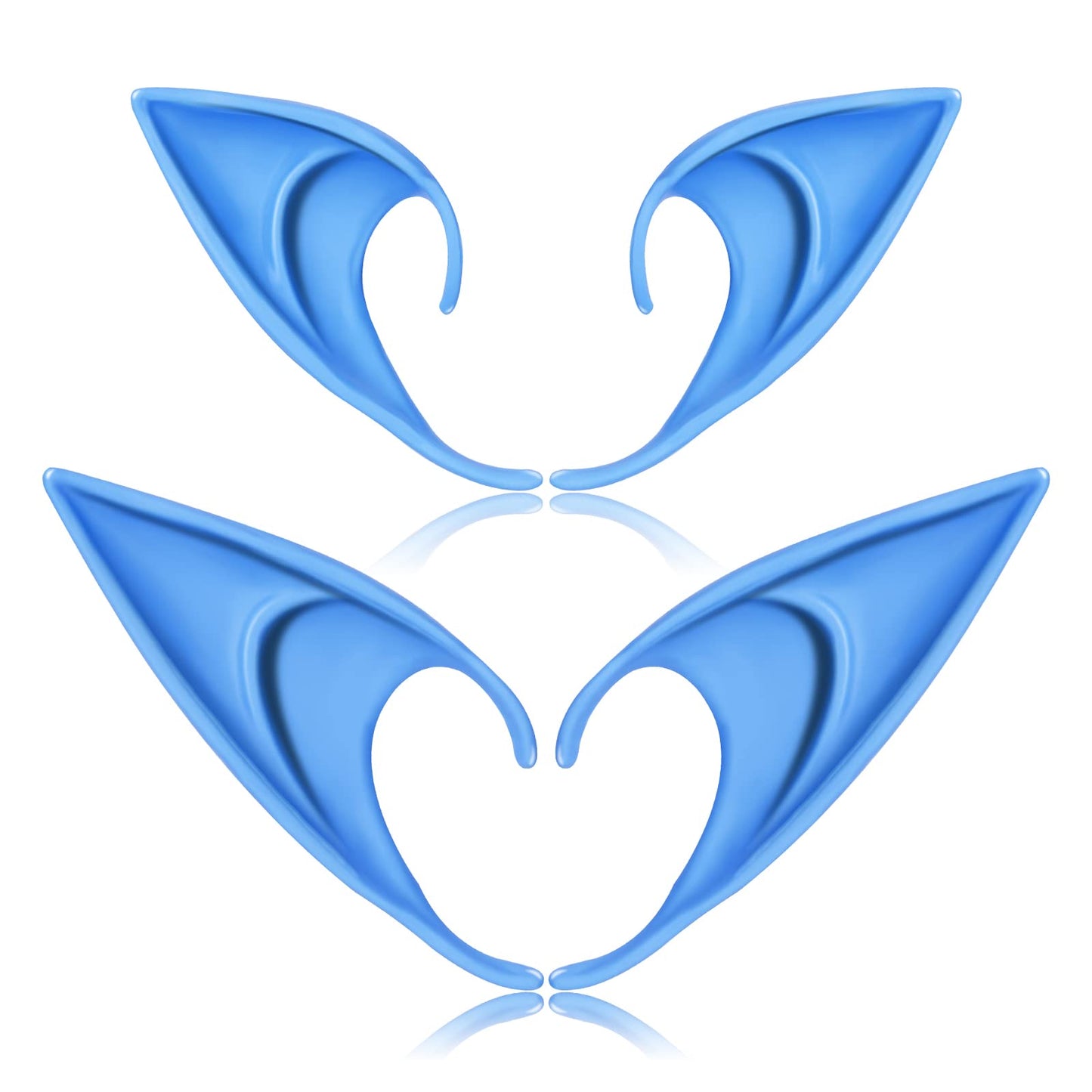 FRESHME Cosplay Accessories Soft Fairy Ears - 2 Pairs Blue Elf Ears Costume Makeup Renaissance Cosplay Dress Up Halloween Access