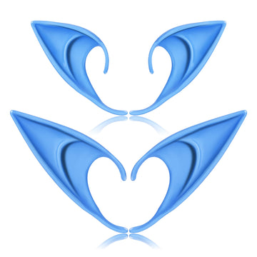 FRESHME Cosplay Accessories Soft Fairy Ears - 2 Pairs Blue Elf Ears Costume Makeup Renaissance Cosplay Dress Up Halloween Access
