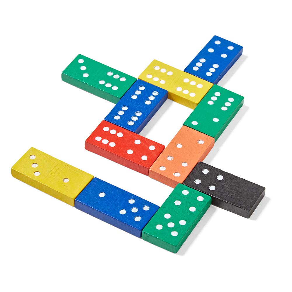 hand2mind Wooden Dominoes Set, 28 Double Six Blocks, Montessori Math Manipulatives, Classroom Learning Games, Assorted Colors (6 Sets)
