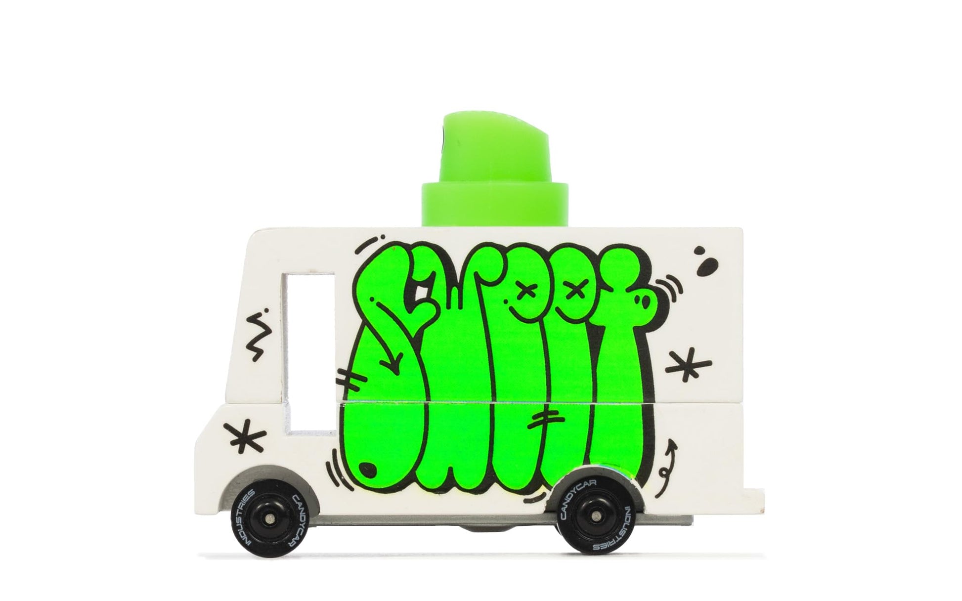 Candylab Toys CANDYCAR Wooden Food Truck Collection - Graffiti Green  enhanced Handcrafted Beech Wood Toy Car