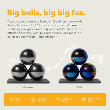 Speks Supers Magnetic Balls - Fidget Toy For Adults | Desk Toy For Office Decoration, Christmas Gift, Holiday Stocking Stuffer Present, Sensory Gadget For Stress Relief | Set Of 3, Oil Slick