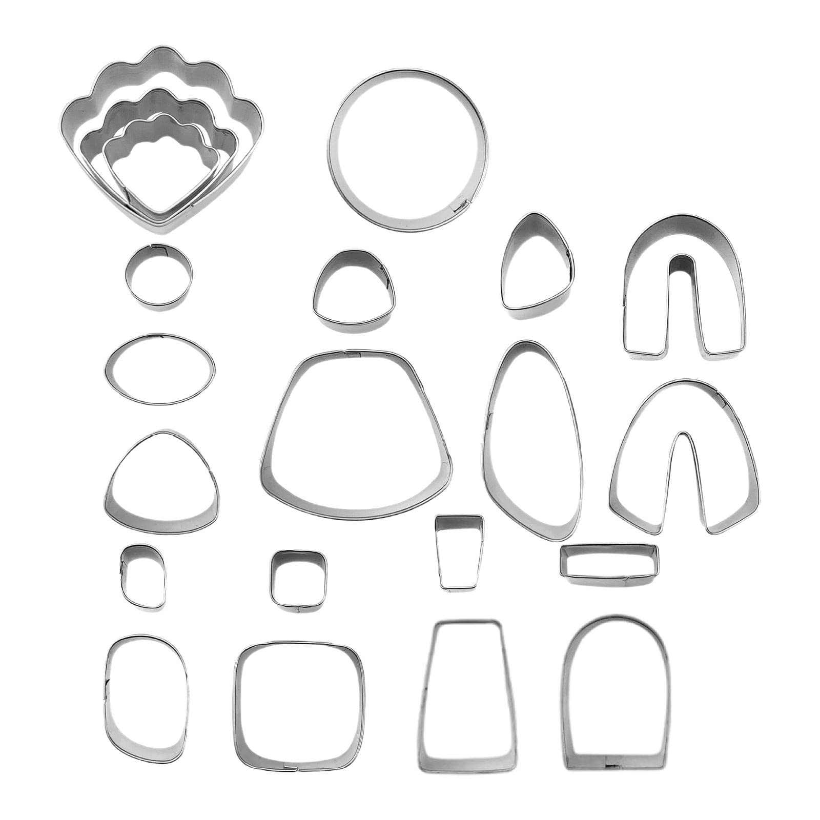 T.O.G. 21 Pieces Stainless Steel Polymer Clay Cutters Jewlery With Hooks Earplugs