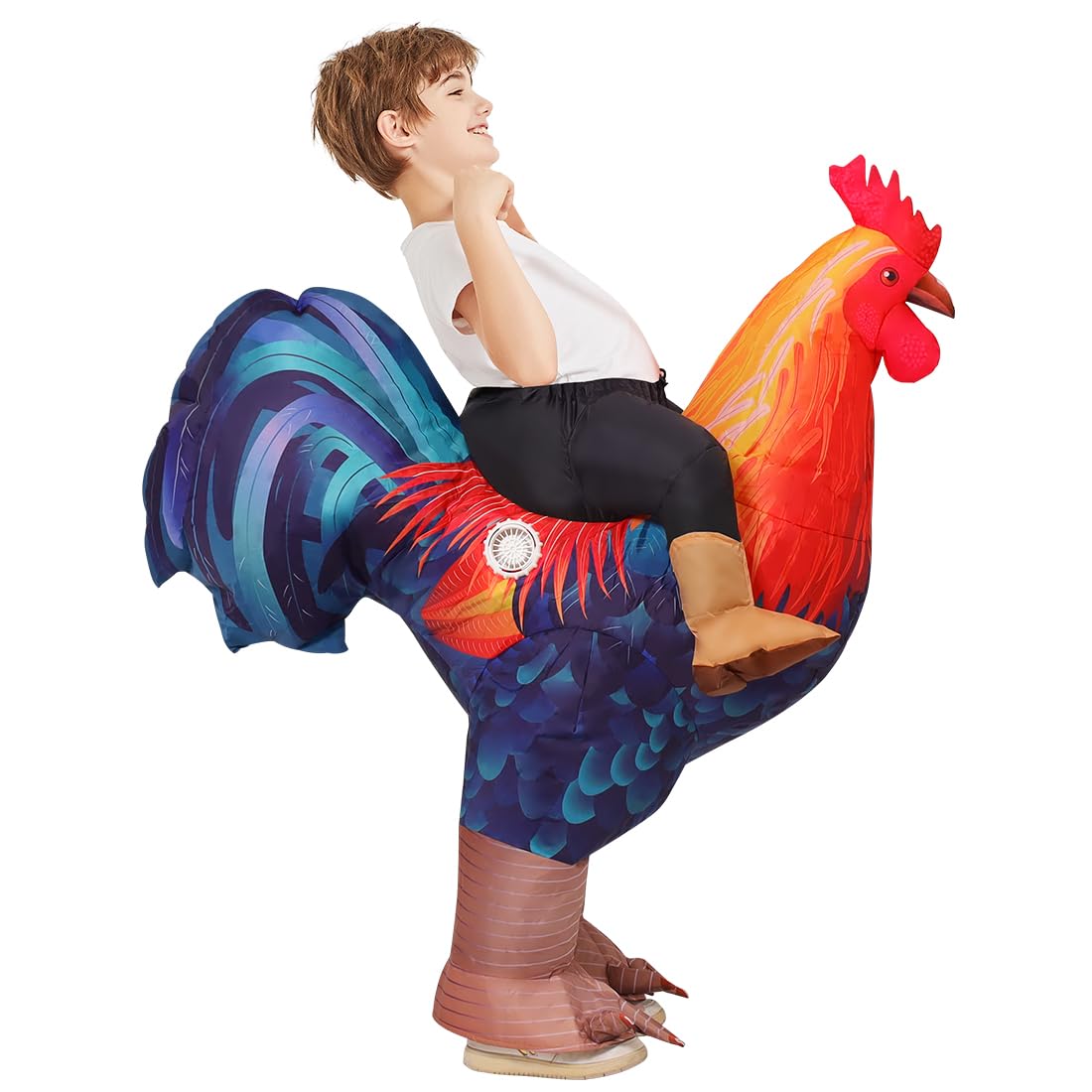 Comin Inflatable Chicken Costume Kids Ride-On Rooster Costume Blow Up Suit Funny Fancy Dress Cosplay Halloween Costume For Boys