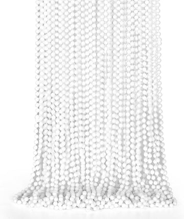 Artlunar 24 PCS Bead Necklace, 33'' White Mardi Gras Beads Necklaces, Festival Parade Throw Accessories For Mardi Gras Carnival 