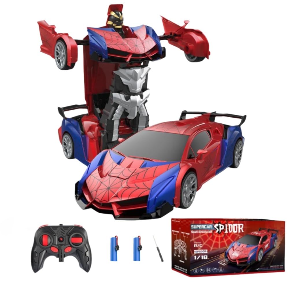 Rakay 2 in 1 Spider Transform RC Car Toys for Boys - 2.4GHz Remote Control, 1:18 Scale, One-Button Deformation, 360 Rotation, Be