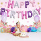 Toniful Happy Birthday Balloons Banner With Ribbon Straw, 16 Inch Mylar Foil Letters Birthday Sign Banner Balloon Bunting Reusab