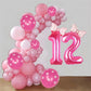 Kwuz 40 Inch Pink Number 12 Balloon with Mini Bow Balloons for Girls 12th Birthday Party Decoration, Pink Princess Western Cowgi