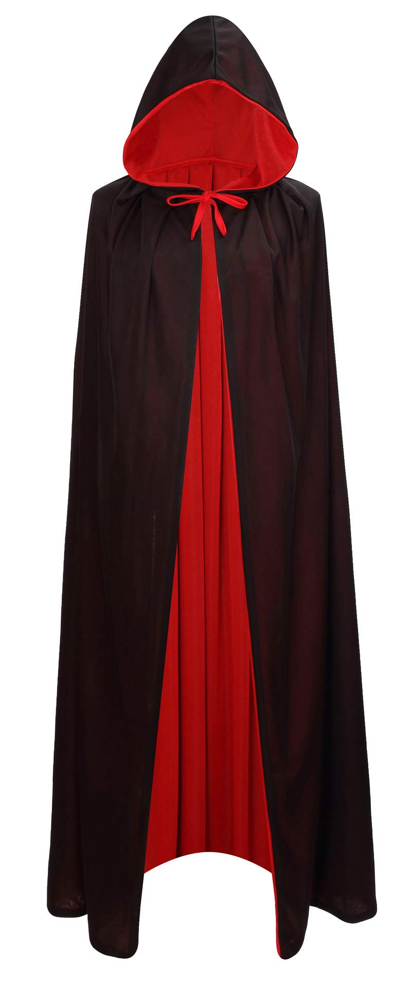 Makroyl Black Red Reversible Goth Pirate Vampire Witch Cloak Unisex Christmas Halloween Cosplay Capes (Large, Red/Black)