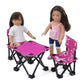 Emily Rose 18 Inch Doll 3-Pc Folding Camp Camping Beach Sports Chairs And Table | Doll Furniture Is Compatible With16-18' American Girl Dolls