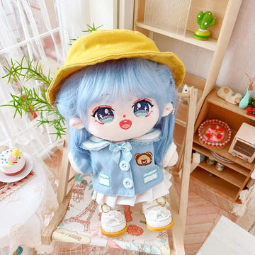 Niannyyhouse 20Cm Plush Doll Clothes College Uniform Hat Jacket Skirt 8In Kpop Doll Clothing (Blue)