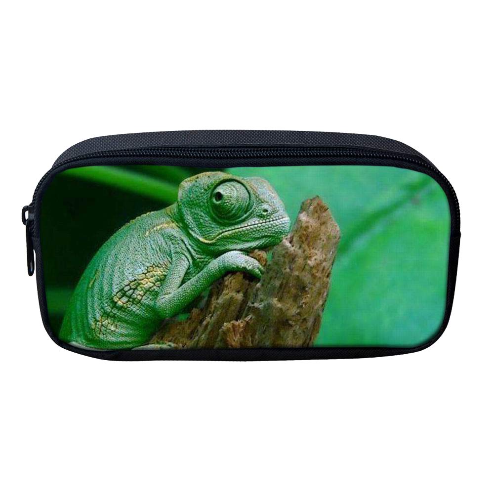 3d Chameleon Pencil Bags for Kids Canvas Pen Case Zipper Soft Stationery Pouch Makeup Cosmetic Bag